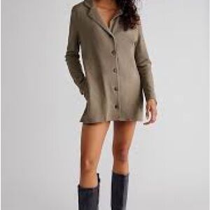 NEW WITH TAGS Free People Beach Lizzie onesie romper knit blazer in olive green